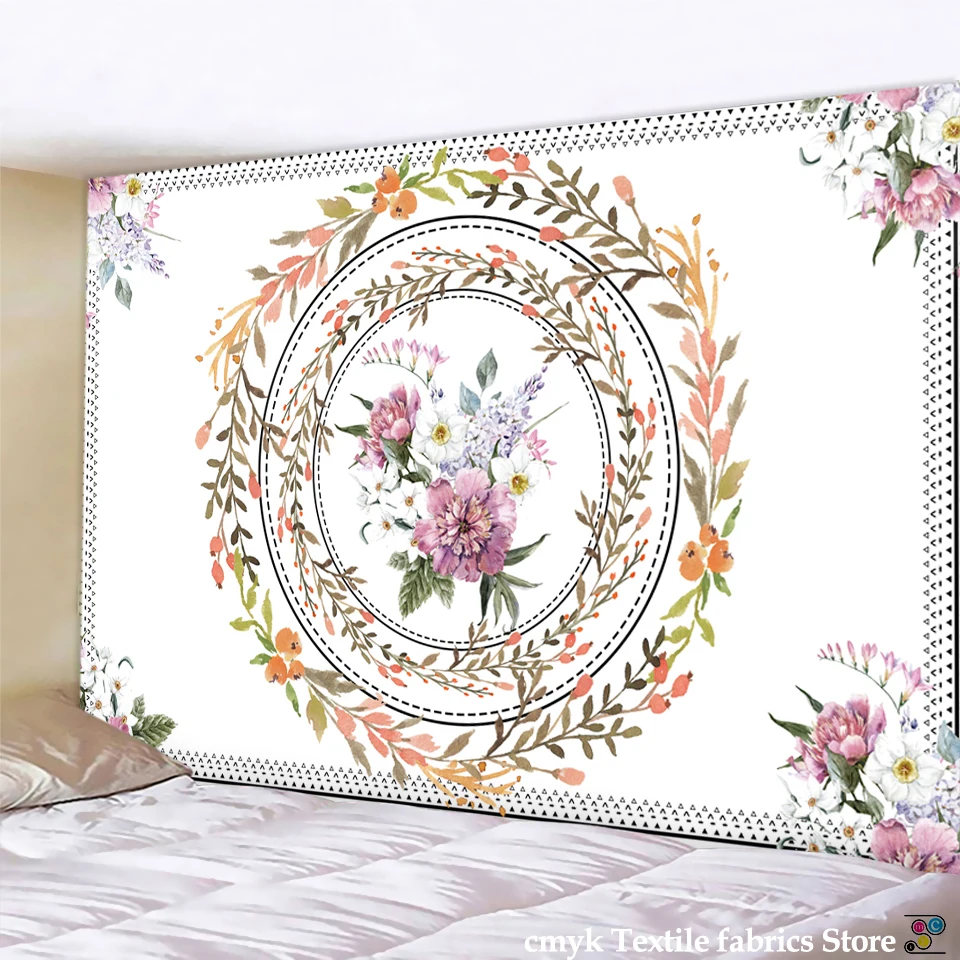 Индийский гобелен с мандалой настенный подвесной цветок психоделический