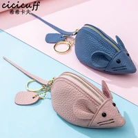 change purse womens genuine leather small coin purse cowhide designer ladies mini cute mouse key storage bag keyring girl purses