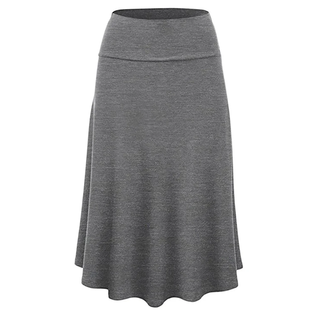 

Women Fashion Casual Solid Color High Waist Pleated Maxi Skirt Elastic Long Dress Ladies solid color sexy sexy skirt