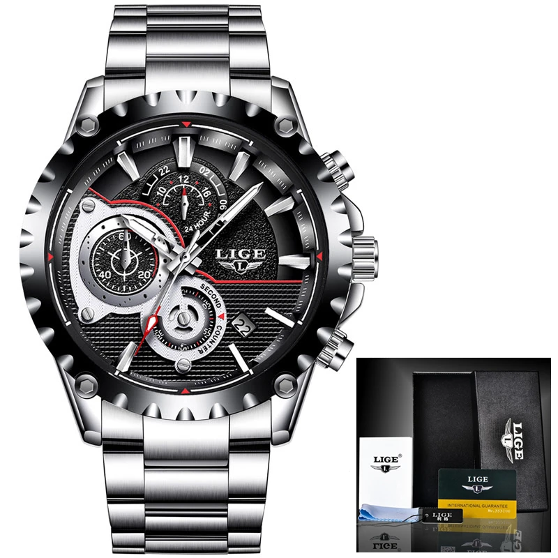 LIGE мужские часы модные спортивные кварцевые лучшие марки Роскошные полностью