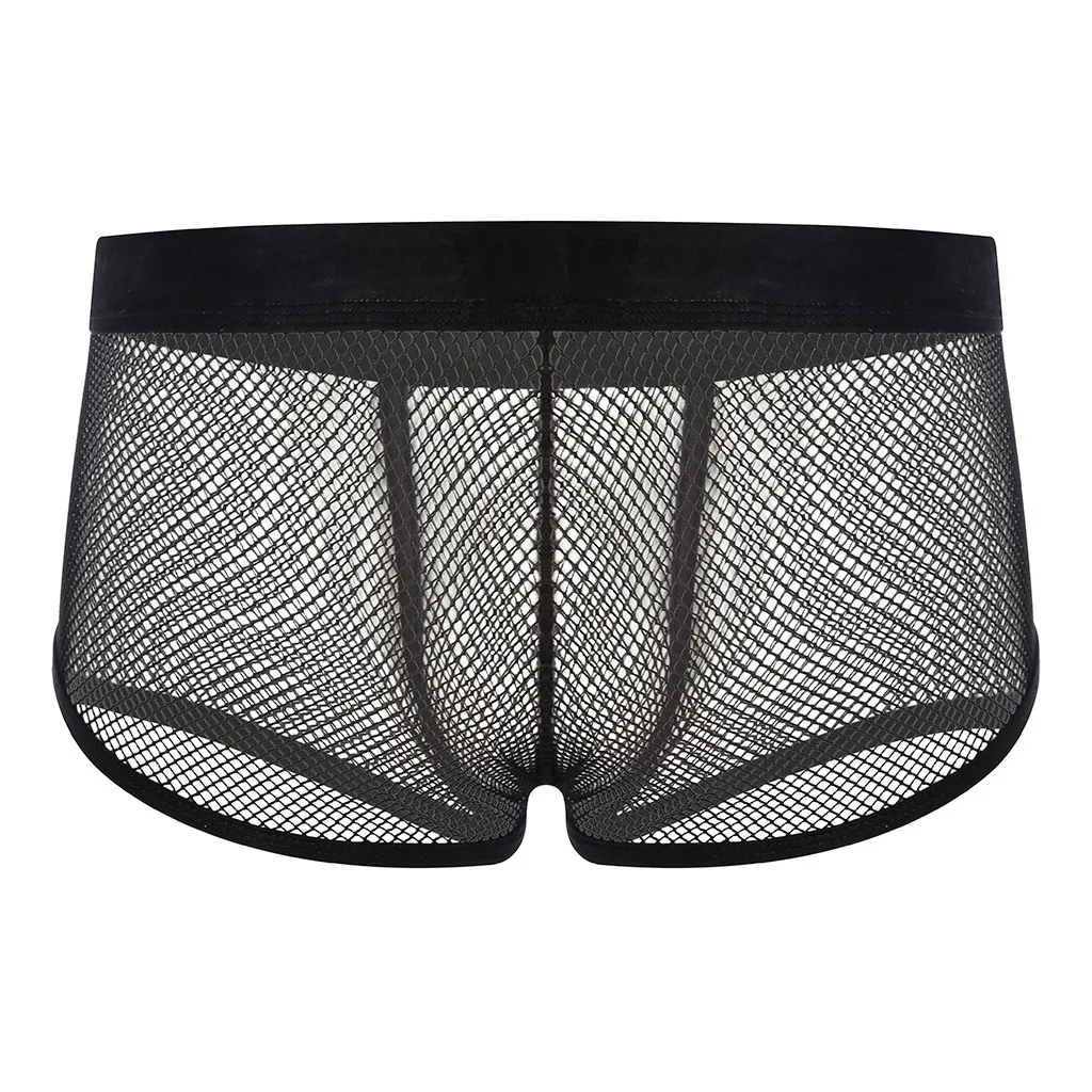 

Men's Sexy Underwear Breathable Mesh Hollow Out Boxer Shorts U Convex Transparent Underpants Cueca Masculina Lingerie Trunks