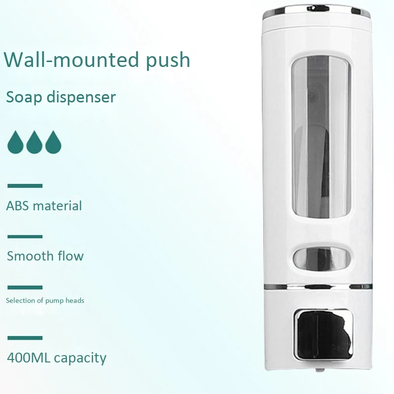 

400ML Waterproof ABS Single Head Soap Dispenser Manual Push Type Hand Lotion Storage Wall Mount Bottle
