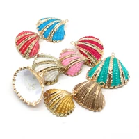 natural scallop pendants gold plated sea conch shell charms for fashion jewelry making diy women necklace earrings gifts