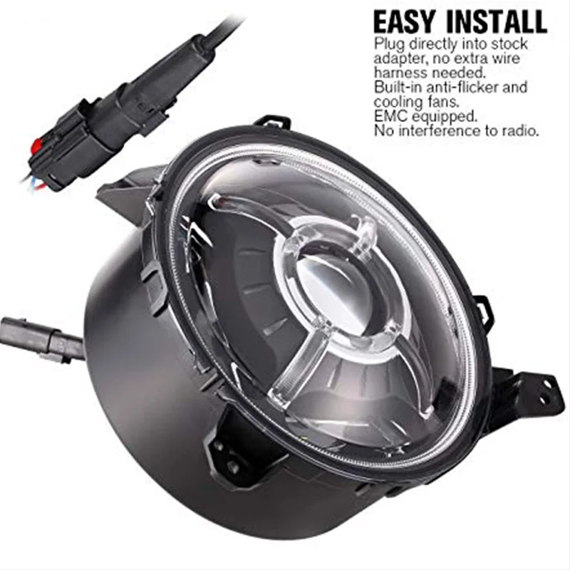 

9 Inch Round LED Headlights for 2018-2019 Jeep JL Wrangler SUV Headlamps with Daytime Running Lights High Low