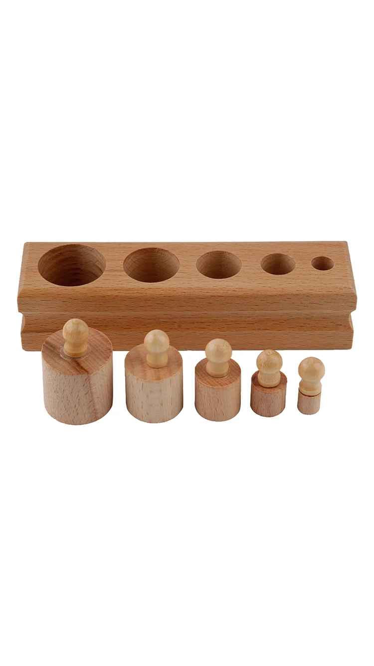 

Montessori Educational Wooden Toys For Children Cylinder Socket Blocks Toy Baby Development Practice and Senses 4pc/1 Set