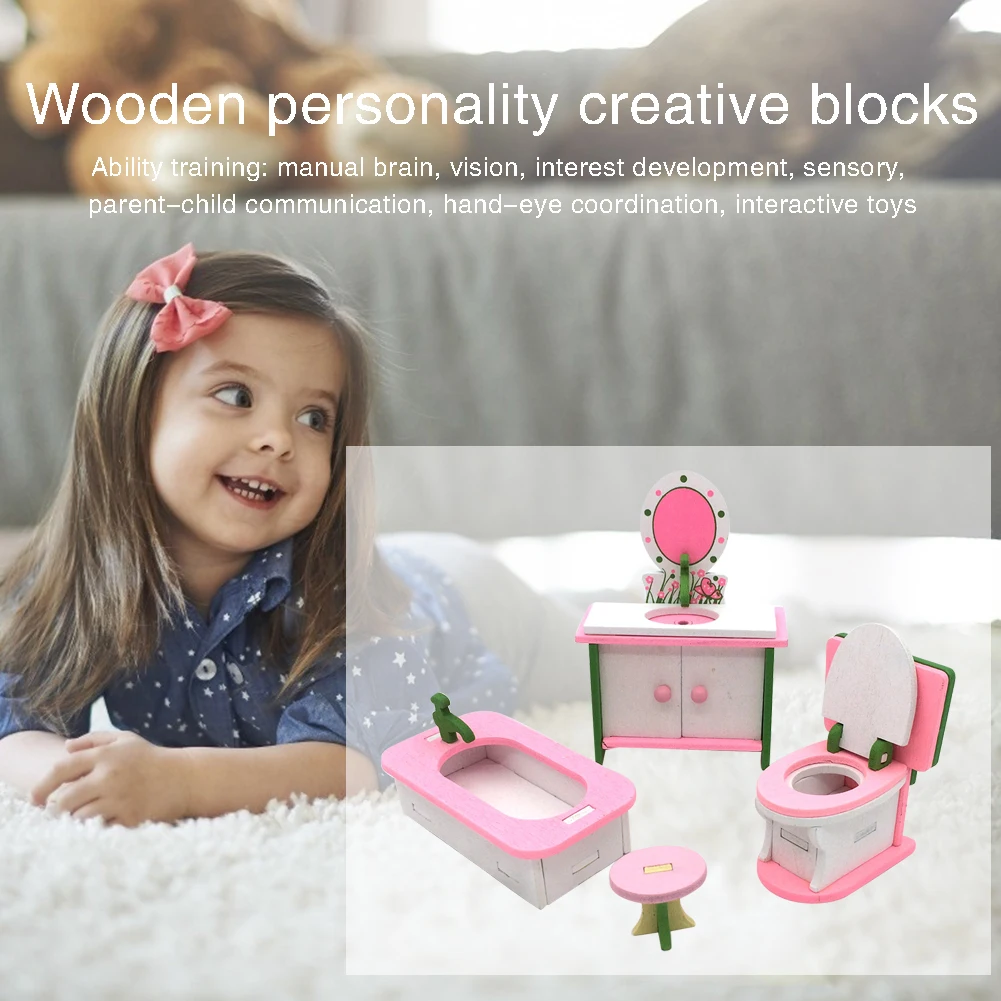 

Mini Wooden Pretend Play Park Wooden Bench Dolls House Miniature Garden Dollhouse Furniture Girls Pretend Play Kids Toy