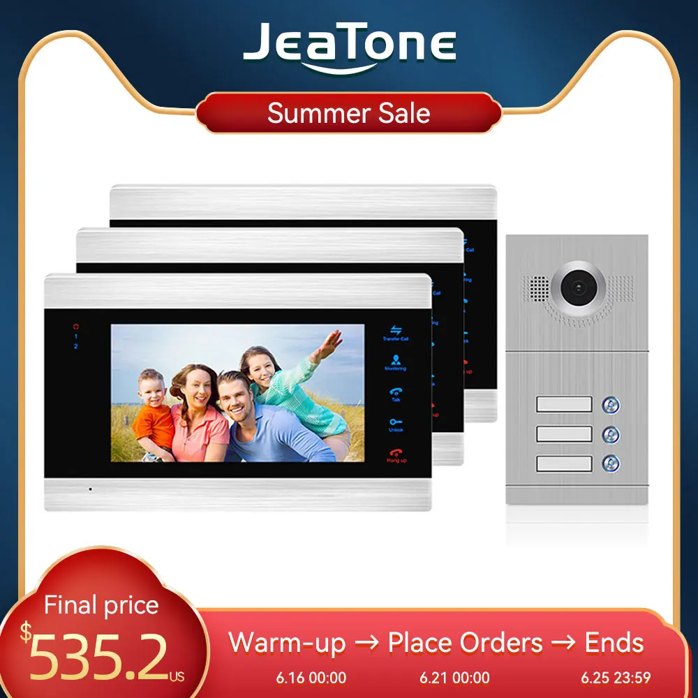 3 квартиры 7 &quotмульти Квартира видео дверь телефон система видеодомофон дверной