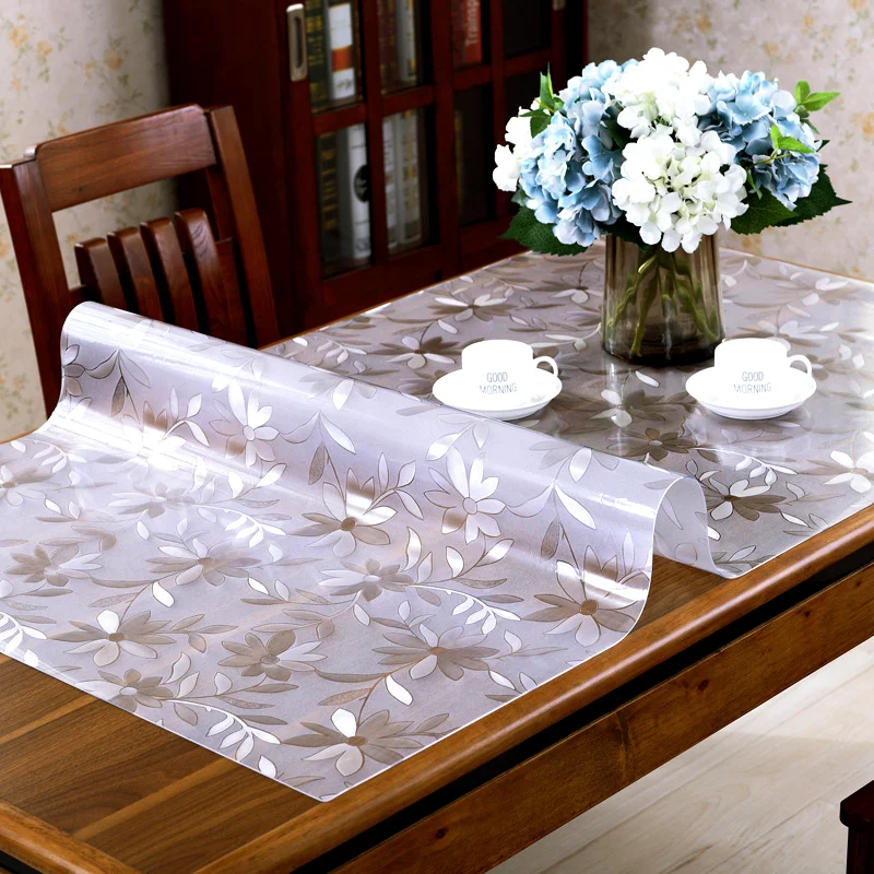 Qianyun Waterproof PVC Tablecloth Transparent Table Cover cloth Mat Kitchen Pattern Oil Cloth Glass Soft | Дом и сад