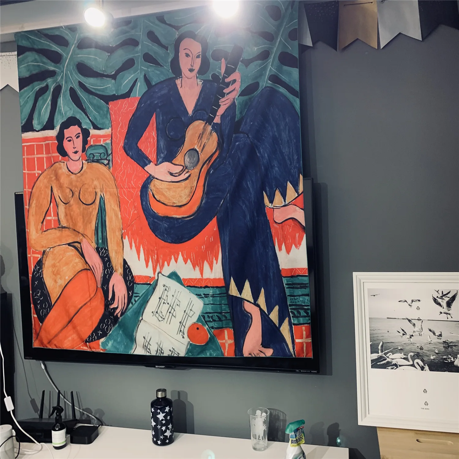 Гобелен бохо декор для гитары Женский гобелен богемный настенный подвесной