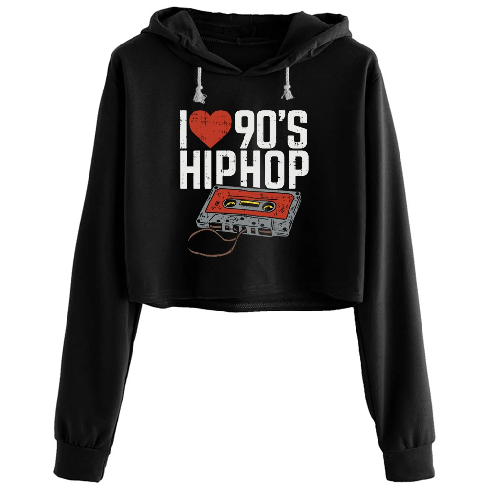 

90s Nostalgia Crop Hoodies Women Emo Aesthetic Kpop Korean Pullover For Girls