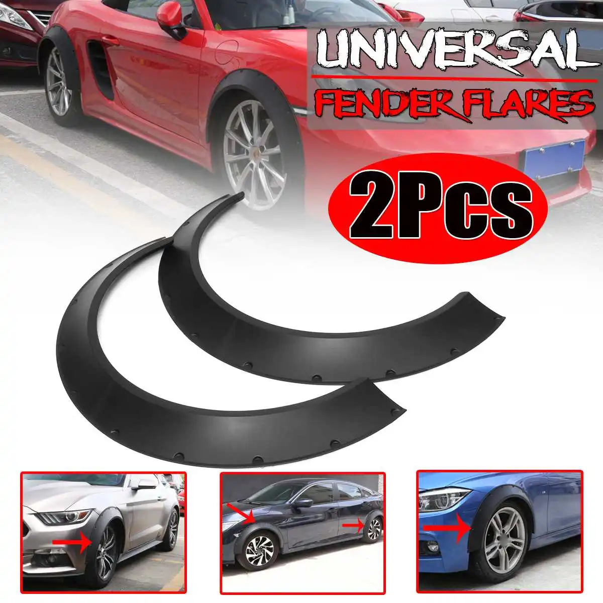 

8086 2x Universal Car Fender Flares Extra Wheel Arches Mud Mudguards Extension For Audi A3 A4 A5 A6 A7 A8 RS5 RS6 RS7 S3 S4 TT
