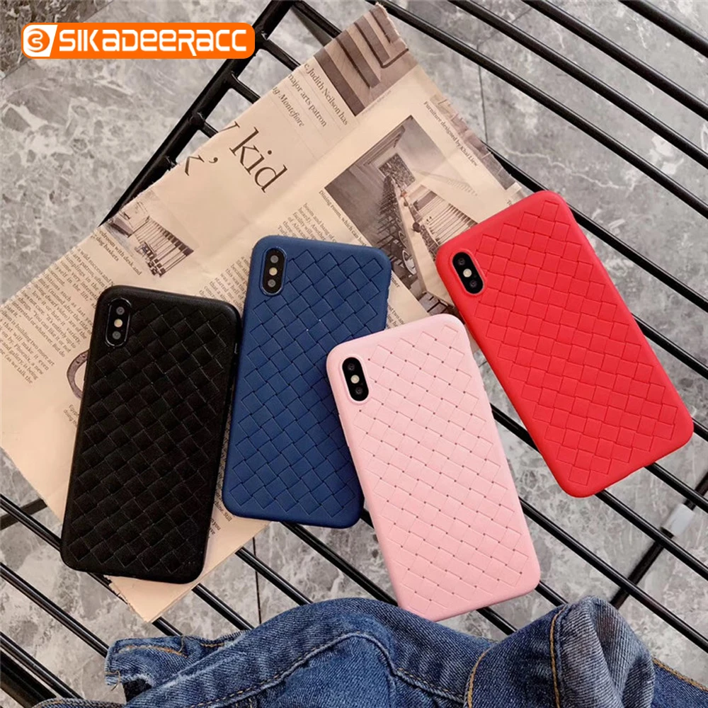 Плетеные чехлы для телефонов iPhone 6 6s 7 8 Plus XS Max X XR простой Плетеный деловой
