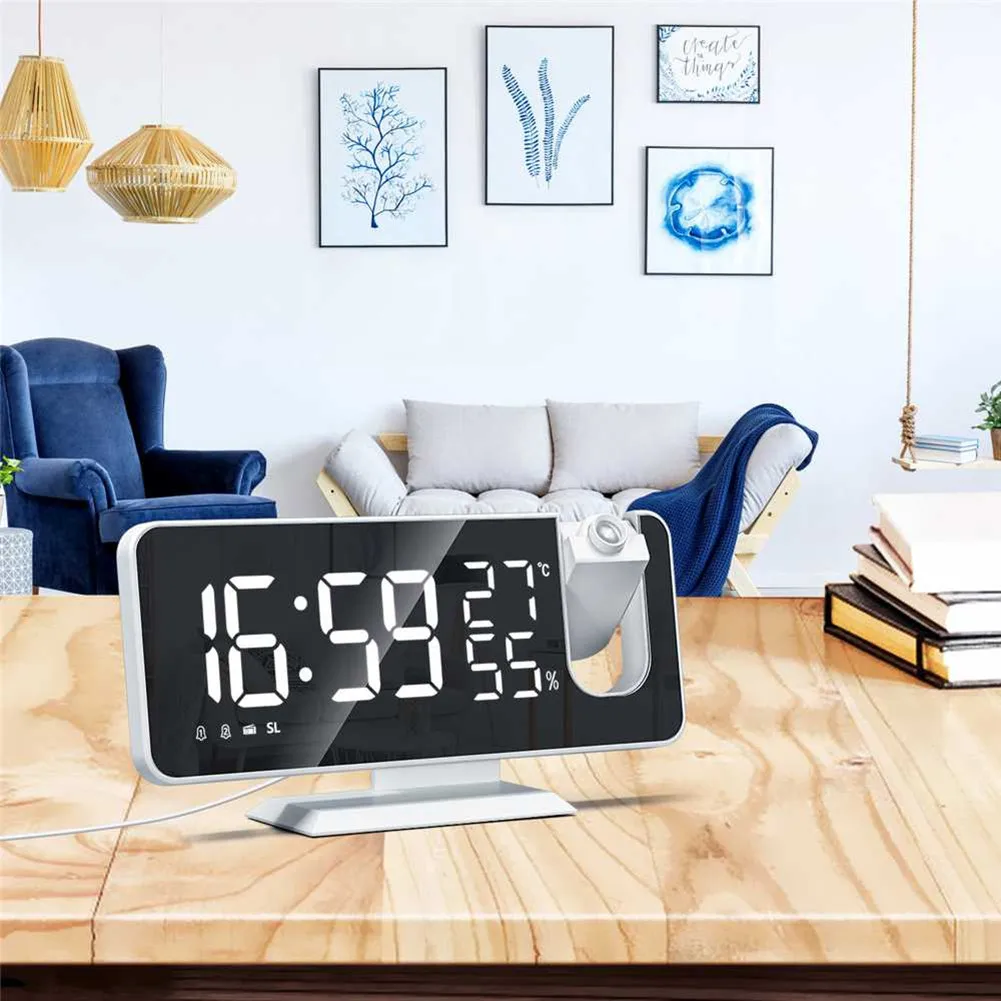 

Alarm Clock 2021 New Radio LED Large Screen Display Temperature And Humidity Electronic Clock Projection Alarm Clock