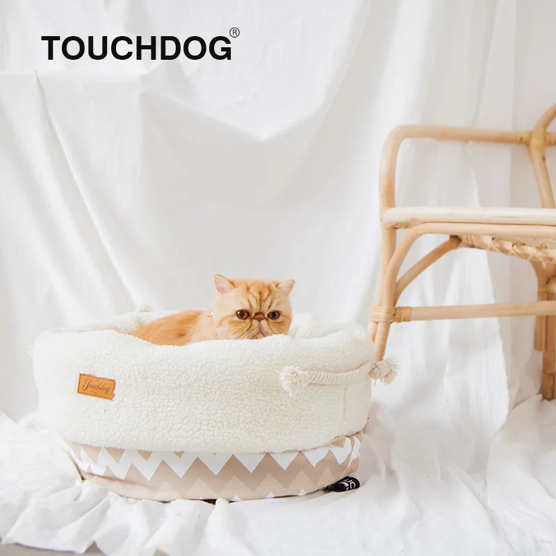 Круглая кровать Touchdog для кошек домик собаки Лучшая корзина собак товары домашних