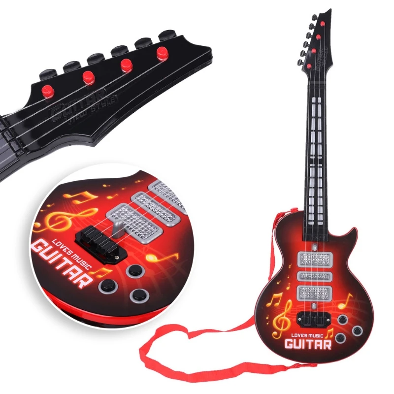 neue ankunft lustige elektrische gitarre spielzeug feuer rock band musik e gitarre musik instrumente pädagogisches spielzeug kinder geschenke fre