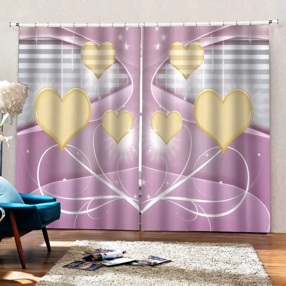 Розовая Занавеска s любовь сердце свадьба занавес 3D окна Роскошная гостиная