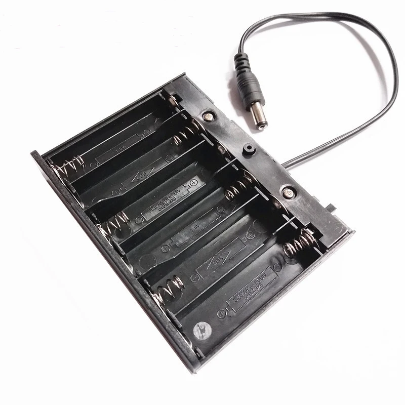 

10pcs/lot 6 X 1.5V AA 2A CELL Battery Holder Storage Box Standard 9V Batteries Case Shell with ON/OFF Switch DC Plug Wire&Cover