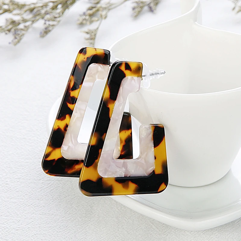 2020 Новые многоцветные геометрические массивные серьги акриловые сплайсинга