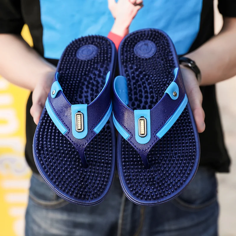 

ZEEKSON Non-slip Outdoor Sandals Male Rubber Beach Lightweight Wear-resistant Breathable Soft Bottom Flip Flops