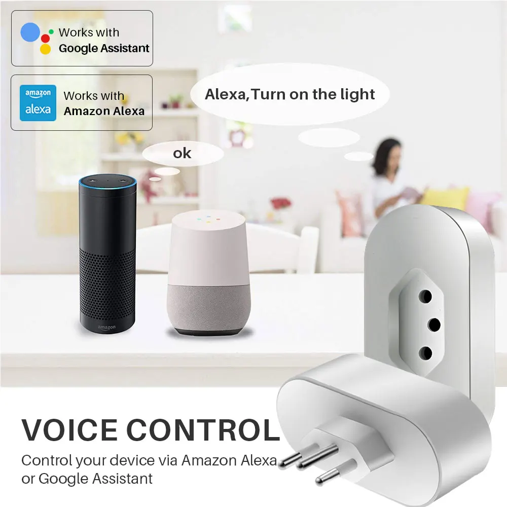 Умная штепсельная вилка Wi Fi бразильский стандарт 16A умная розетка синхронизации