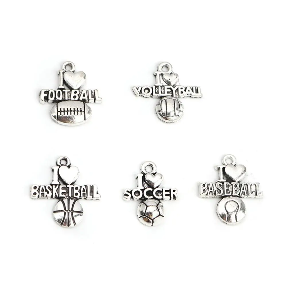 8 сезонов цинкового сплава спортивные Подвески шарообразные смешанные I Love серии