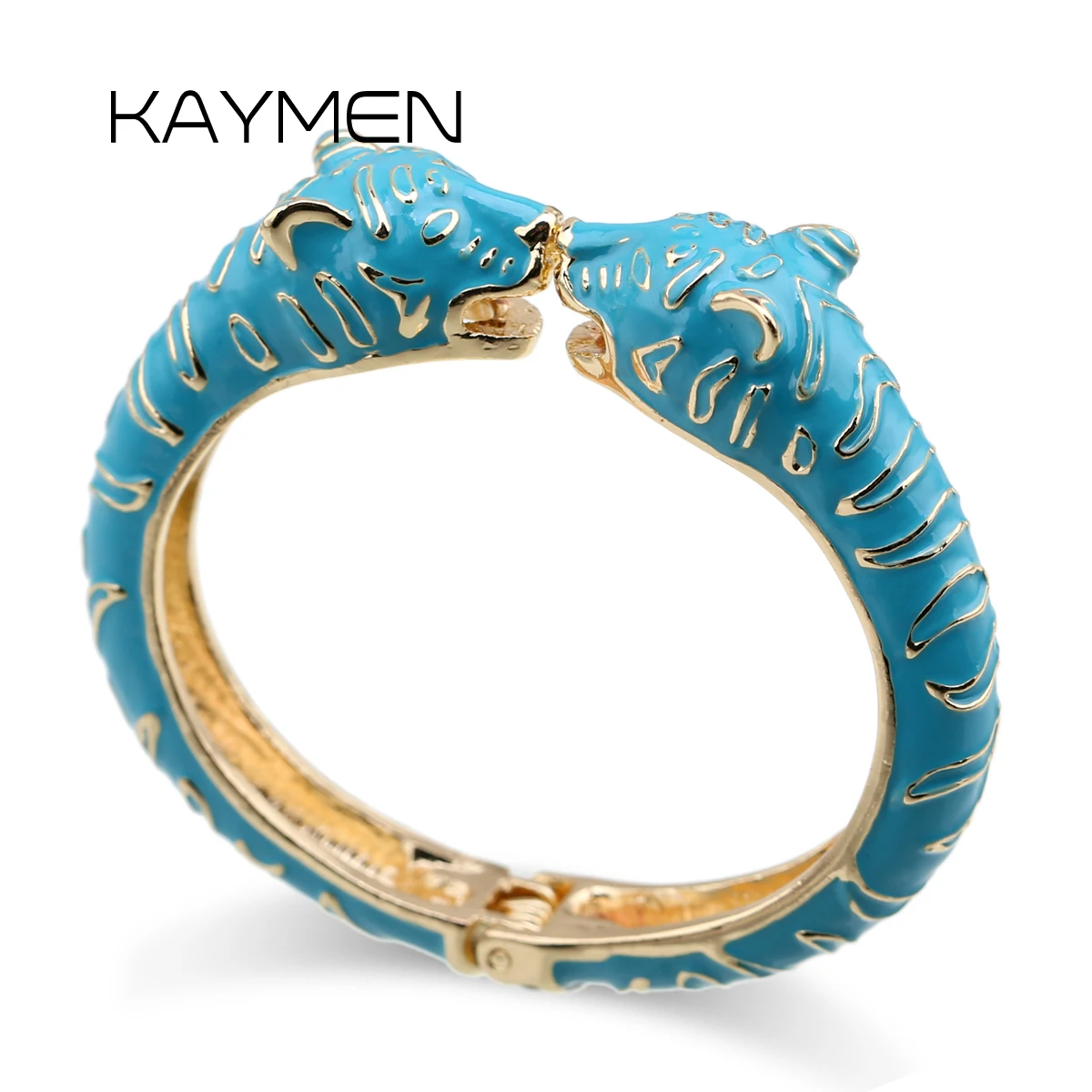 

KAYMEN New Animal Leopard Head Cuff Bangle for Girls Women Gold-plating Ename Statement Bangle Fashion Bracelet 4 Colors 3316