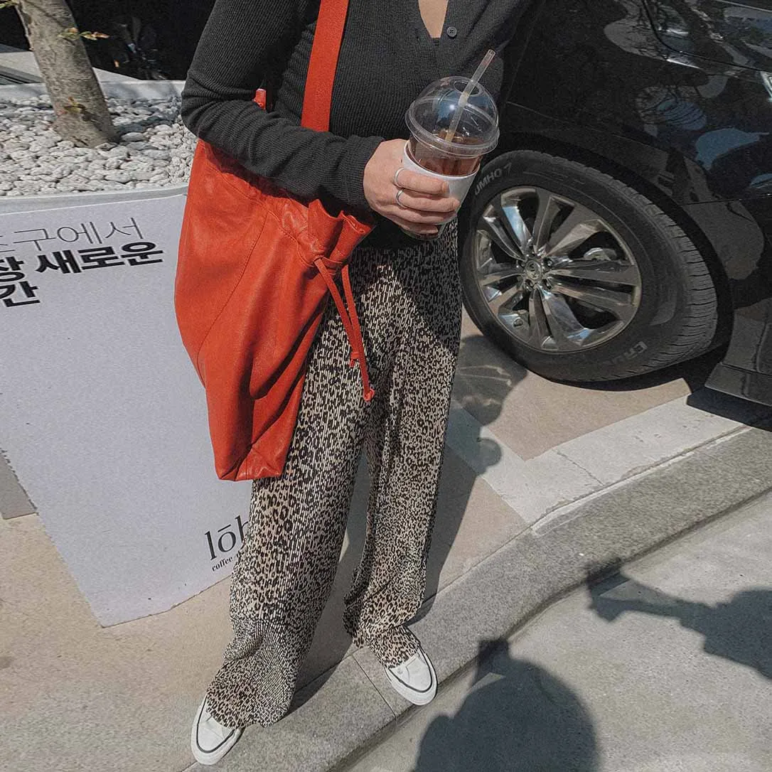 

YourSeason Summer Fashion Leopard Print Chiffon Wide Leg Long Pants Women 2020 Casual Elastic Waist Full Length Trouser Autumn