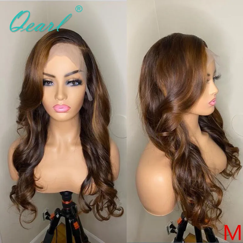 

Natural Women"s Human Hair Frontal Wig 13x4/13x6 Lace Front Wigs Peruvian WAvy Remy Hair Ombre Highlights Colored 150% Qearl