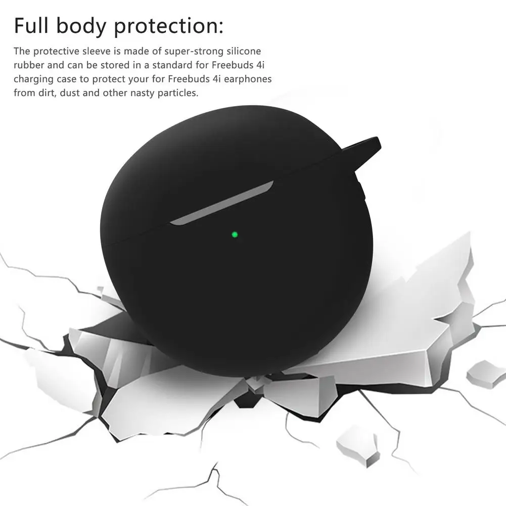 

Earphone Case For Huawei FreeBuds 4i Bluetooth Earphone Shockproof Anti-scratch Soft Silicone Shell Protective Cover With Buckle