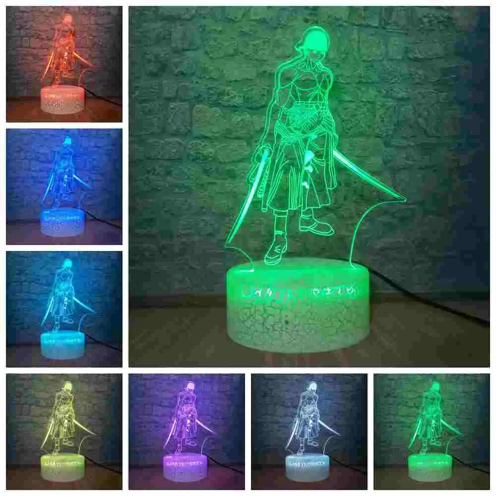 Бесплатная доставка цельная Ночная лампа Roronoa Зоро Луффи и Джо японского аниме