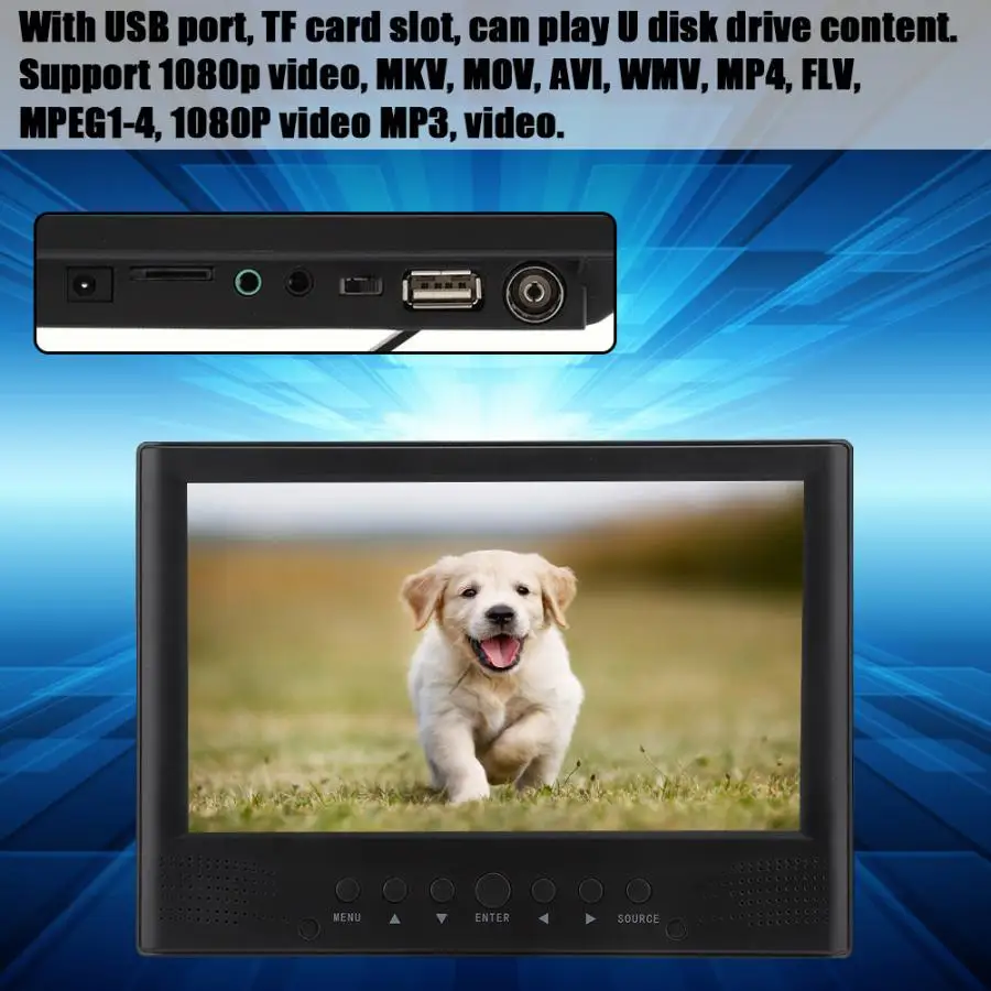 9 дюймовый фронтальный динамик LEADSTAR DVB T/T2 цифровой Телевизор с разъемом для