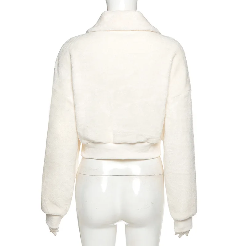 

NCLAGEN Lovely Rabbit Embroidery Zipper Collar Flannel Sweatshirt Long Sleeve Fleece Pullovers Women Fashion Harajuku Hoodies