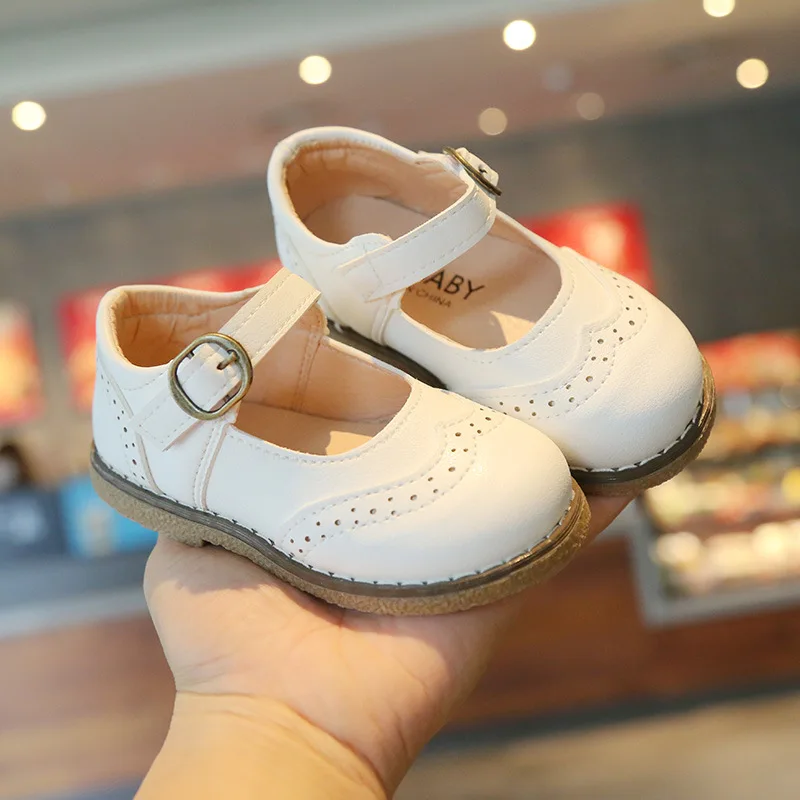 

2022 New Kids Shoes Kids Boy Girl Leather Shoes for Girls Soft Bottom Buckle Cozy Baby Children's Casual Girls Princess Shoes