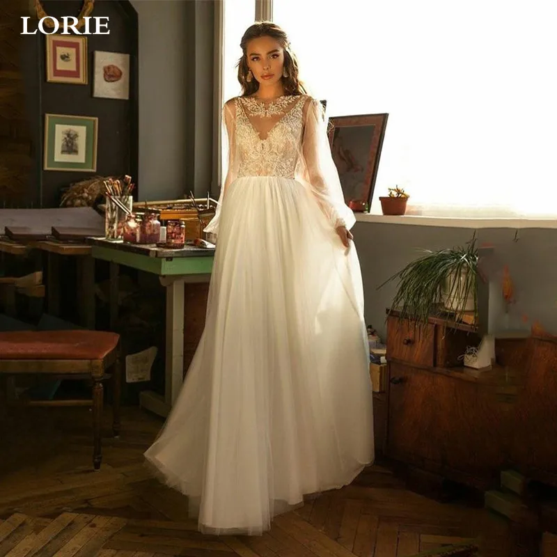 

LORIE Princess Wedding Dress Puff Sleeve Appliqued Lace Appliques Boho Bridal Dresses Vestidos de novia Wedding Gowns