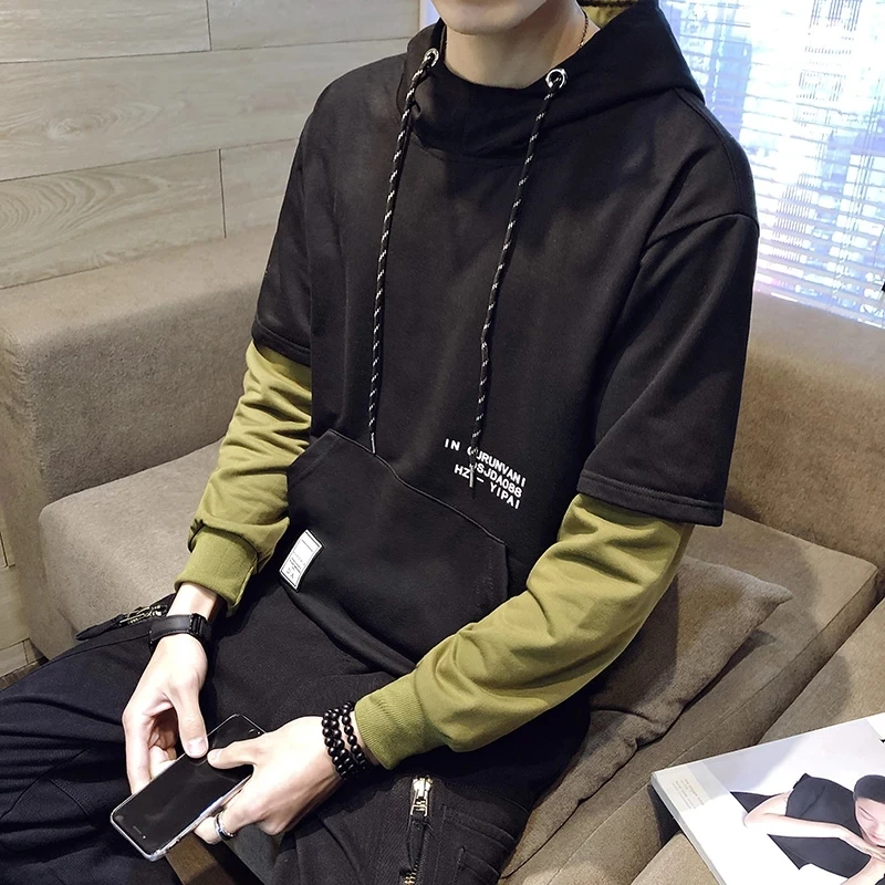 

Men's Hooded Sweatshirt Ribbon Casual Hooded Sweatshirt Men's Spring Pullover