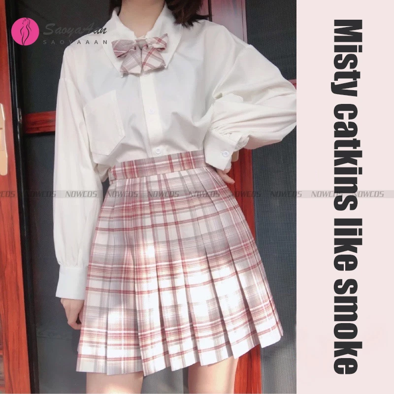

[Misty Catkins Like Smoke] Student Girls Sweet College School JK Uniform Long/Short Sleeve Sailor Pleated Skirt Uniform Suits