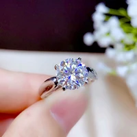 fashion silver moissanite wedding ring for woman 0 5ct to 3ct vvs1 grade d color moissanite ring gift for wife