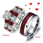 Мужские и женские кольца из титановой стали Amvie, обручальные кольца в форме сердца с цирконием, размер 5-13