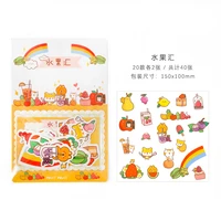 1 pack 40 pcs stickers happy dog cat and fruit bullet decorative stickers diary album decoration