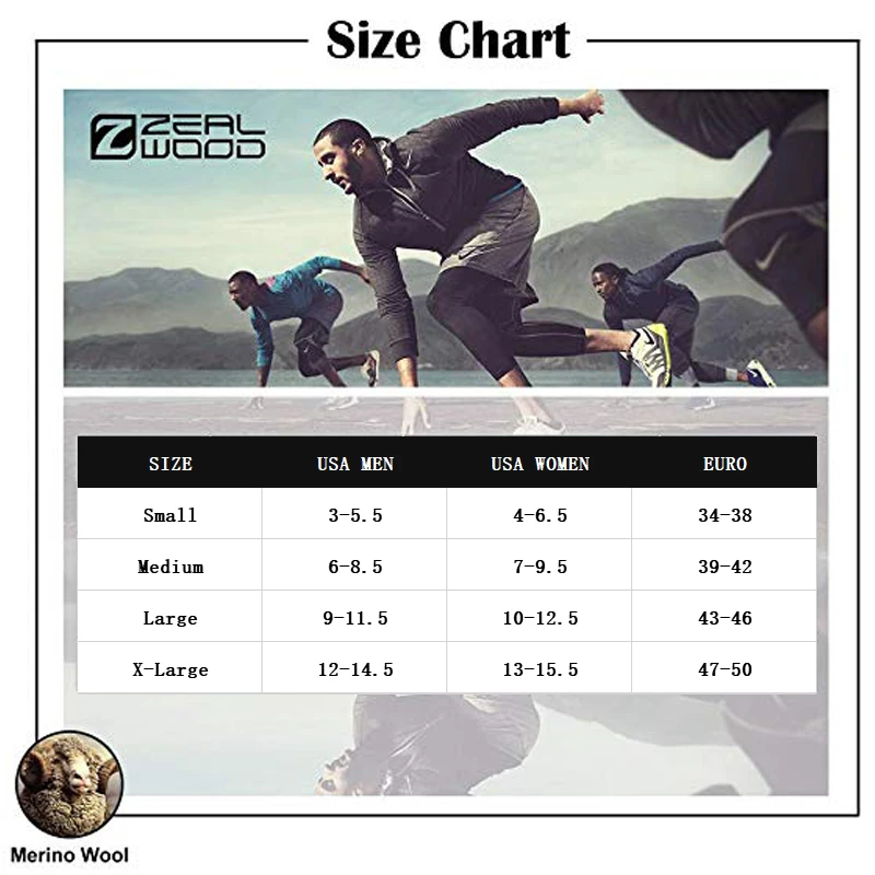 Носки из мериносовой шерсти Спортивная Подушка ZEALWOOD для походов и фотографий 2