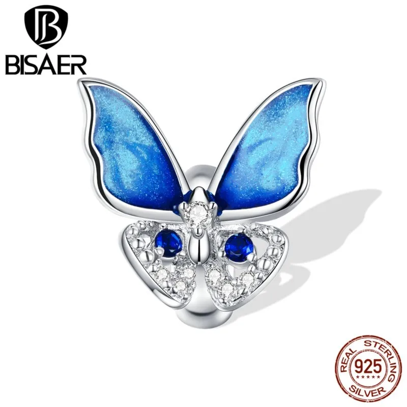 

Шарм-бабочка из серебра 2020 пробы с синим цирконием