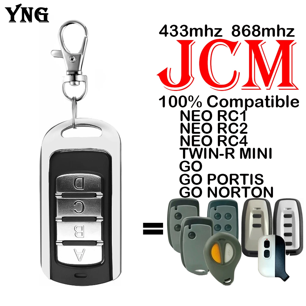 

JCM NEO RC1,RC2,RC4,TWIN-R MINI 433mhz Garage Gate Remote Control JCM TECH GO,GO PORTIS,GO NORTON 868mhz Garage Door Command Fob