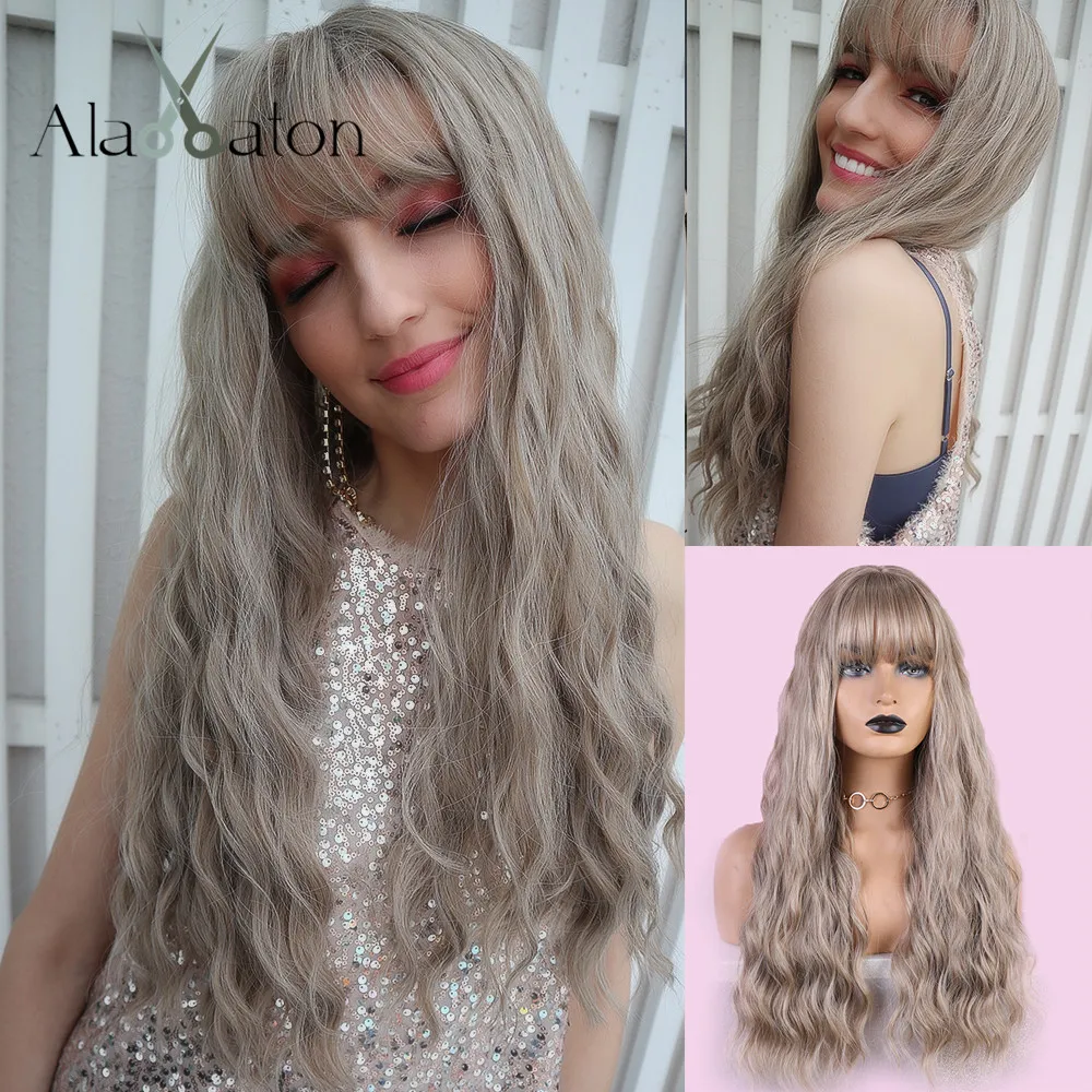 ALAN EATON длинные натуральные волнистые парики для женщин темно коричневые