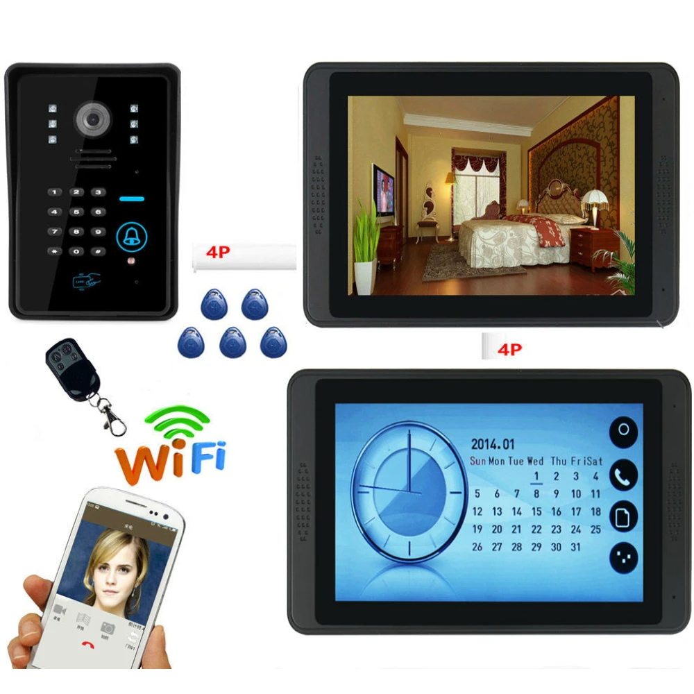 RFID видео домофон 7 дюймов монитор Wi-Fi Беспроводной видео-телефон двери дверной