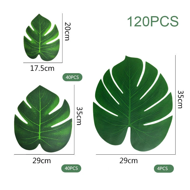 120Pcs Palm Leaves Tropical Party Decorations Simulation Artificial Monstera Jungle Theme Weddin | Дом и сад