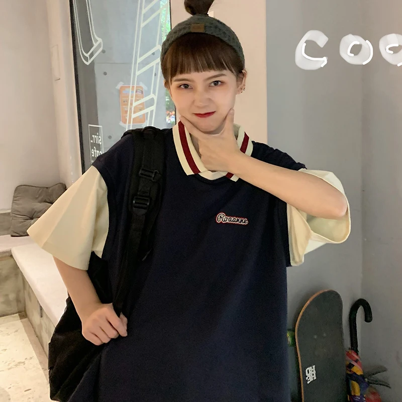 Maxxo Корейская Студенческая одежда для колледжа футболка-поло топы женская с