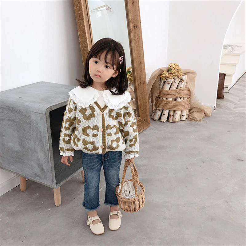 Свитеры для маленьких девочек корейский модный Детский кардиган с принтом