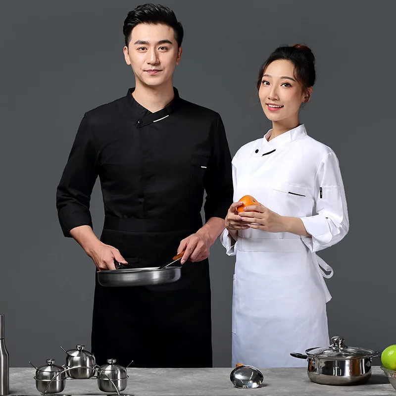 

2020 Sale Chef Hat Avental Kitchen Long Sleeve Work Men Three-quarter Hotel Baking Chef Uniform Western Food Wear Bakery Autumn