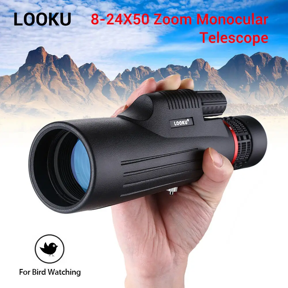 LOOKU 8-24x50 зум монокулярная Зрительная труба бинокль BK7 FMC призма для мобильного