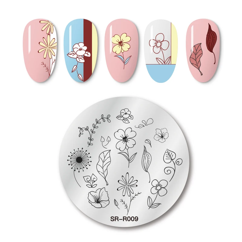 Штампованные пластины для ногтей кружева цветочный узор рисунок листьев